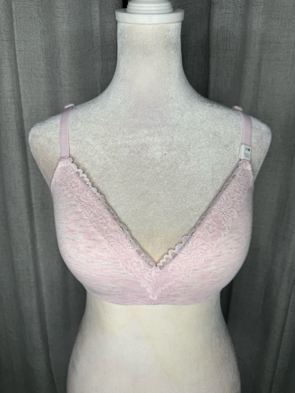 PINK Victoria's Secret Light Pink Lace-Trim Wireless Bralette
